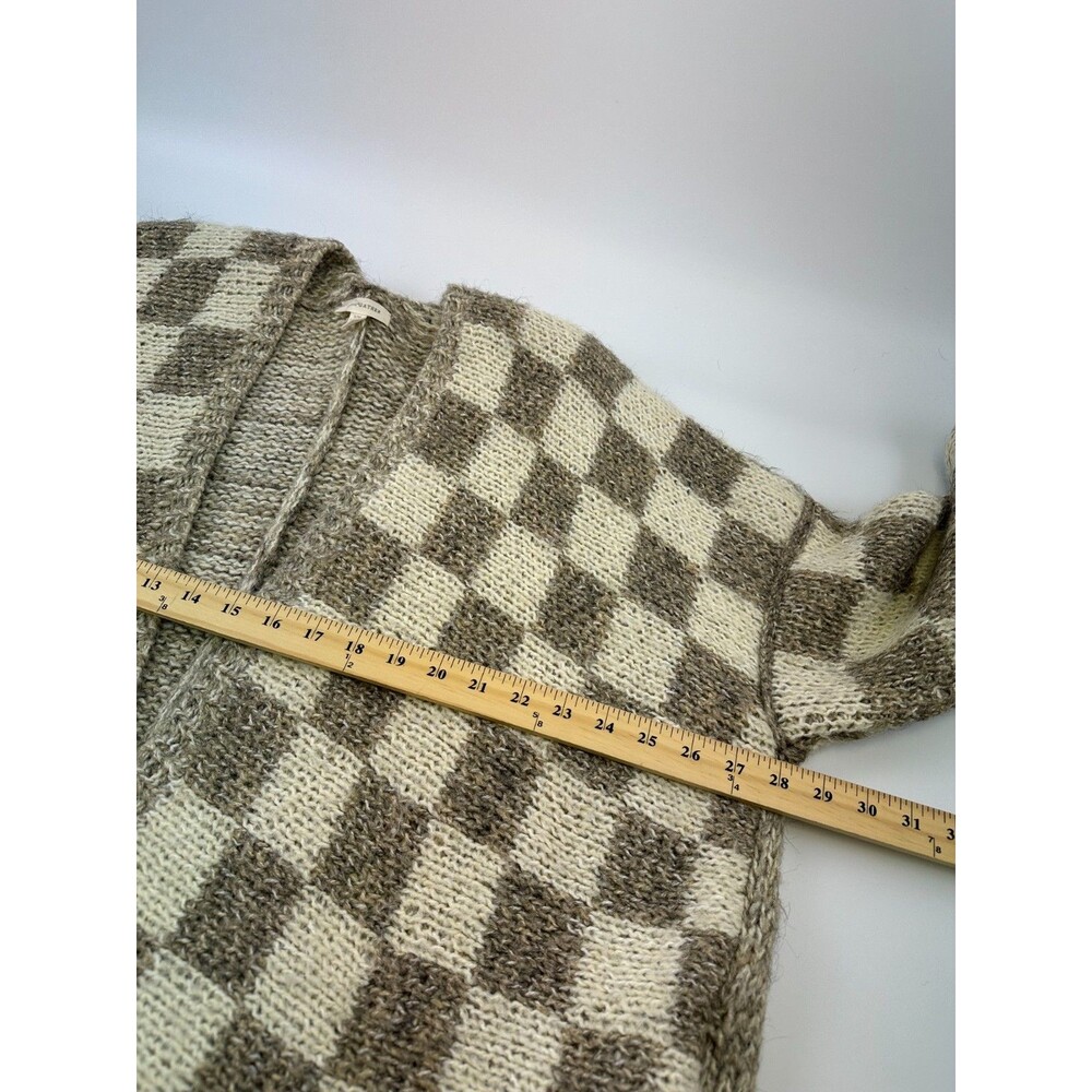 Grade And Gather Checkered Sweater Cardigan Open Chunky Heavy Knit Small Medium - Picture 15 of 16